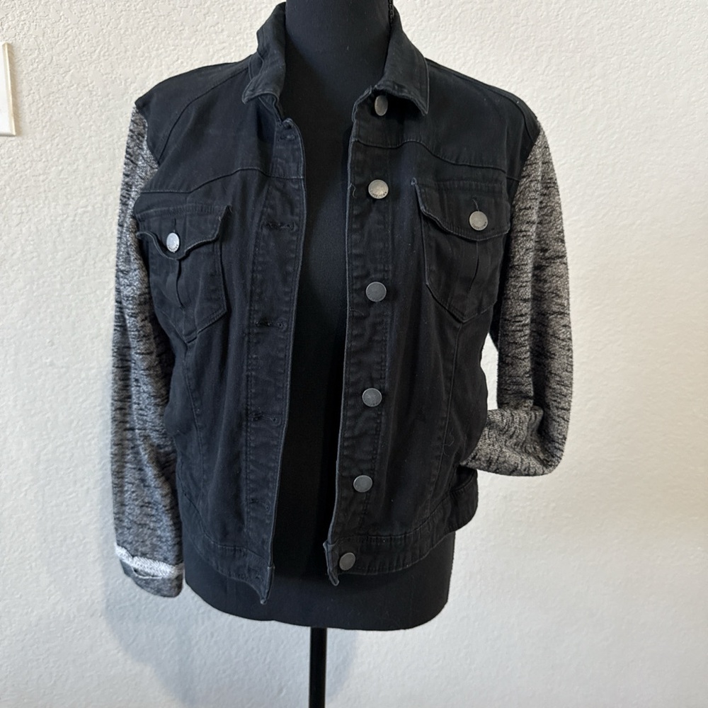 Black and Gray Denim Jacket